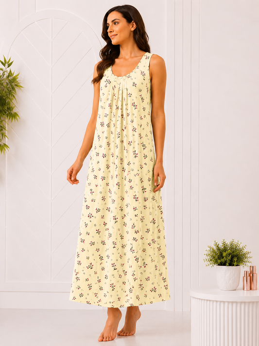 SnugNest Women’s Premium Hosiery Floral Nighty