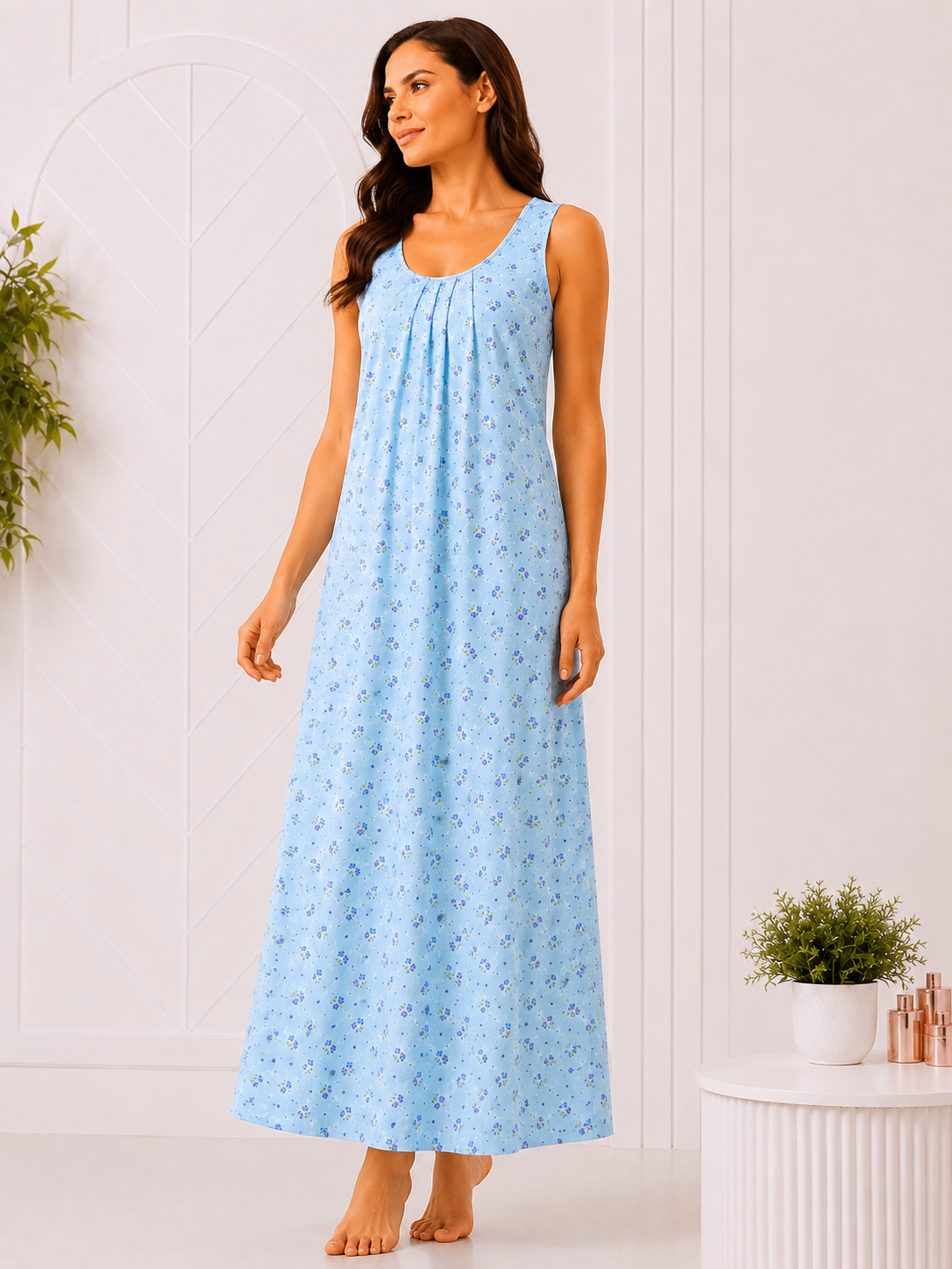 SnugNest Women’s Premium Hosiery Floral Nighty