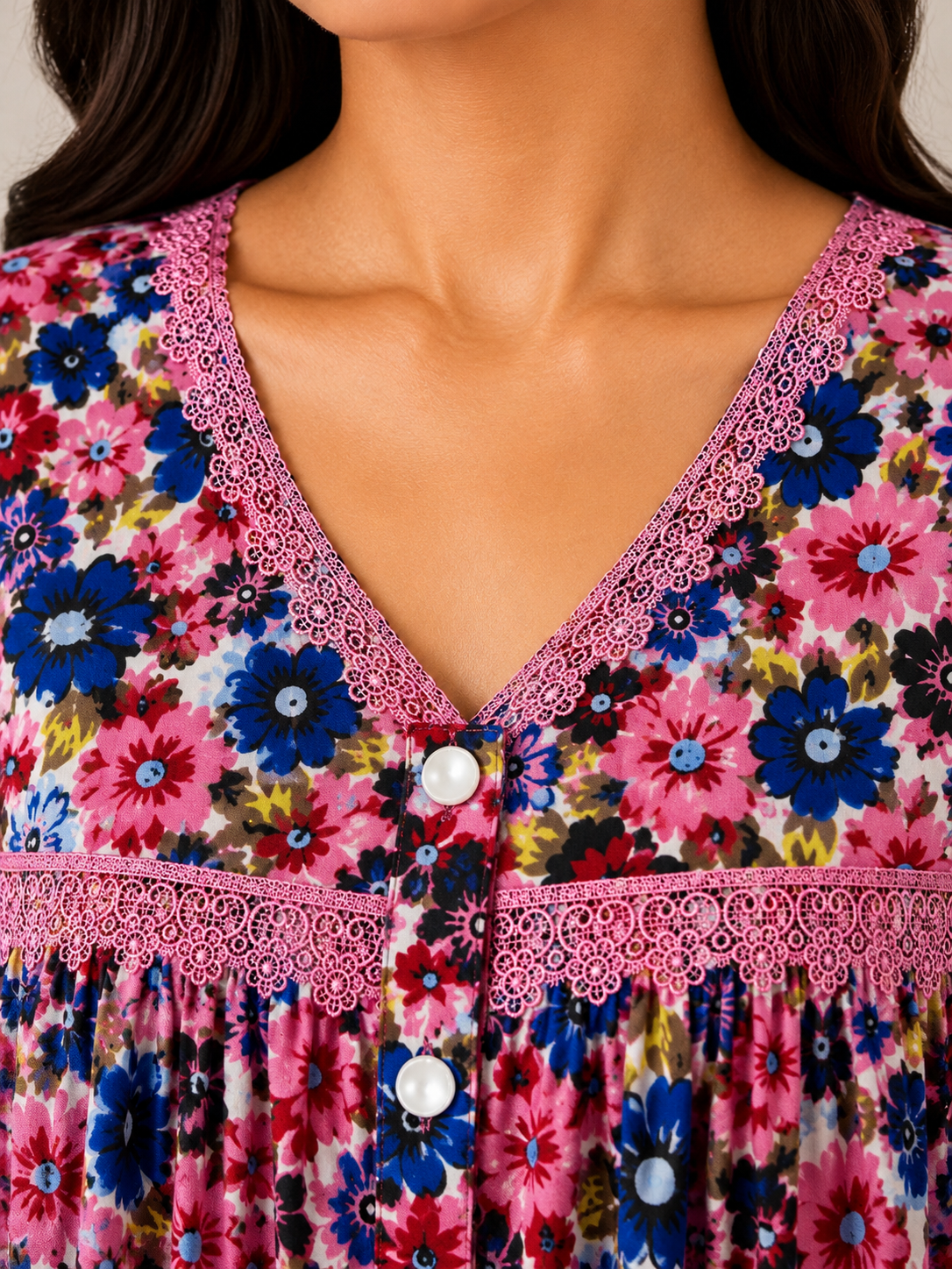 SnugNest Women’s Premium Cotton Floral Nighty